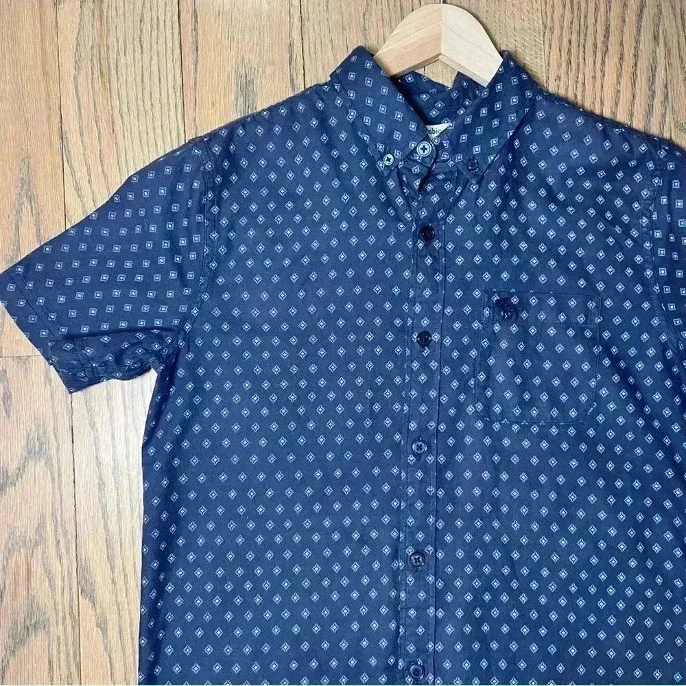 Abercrombie Kids Boys Navy Blue Button Up Short Sleeve Shirt Size 13-14 - Picture 7 of 11